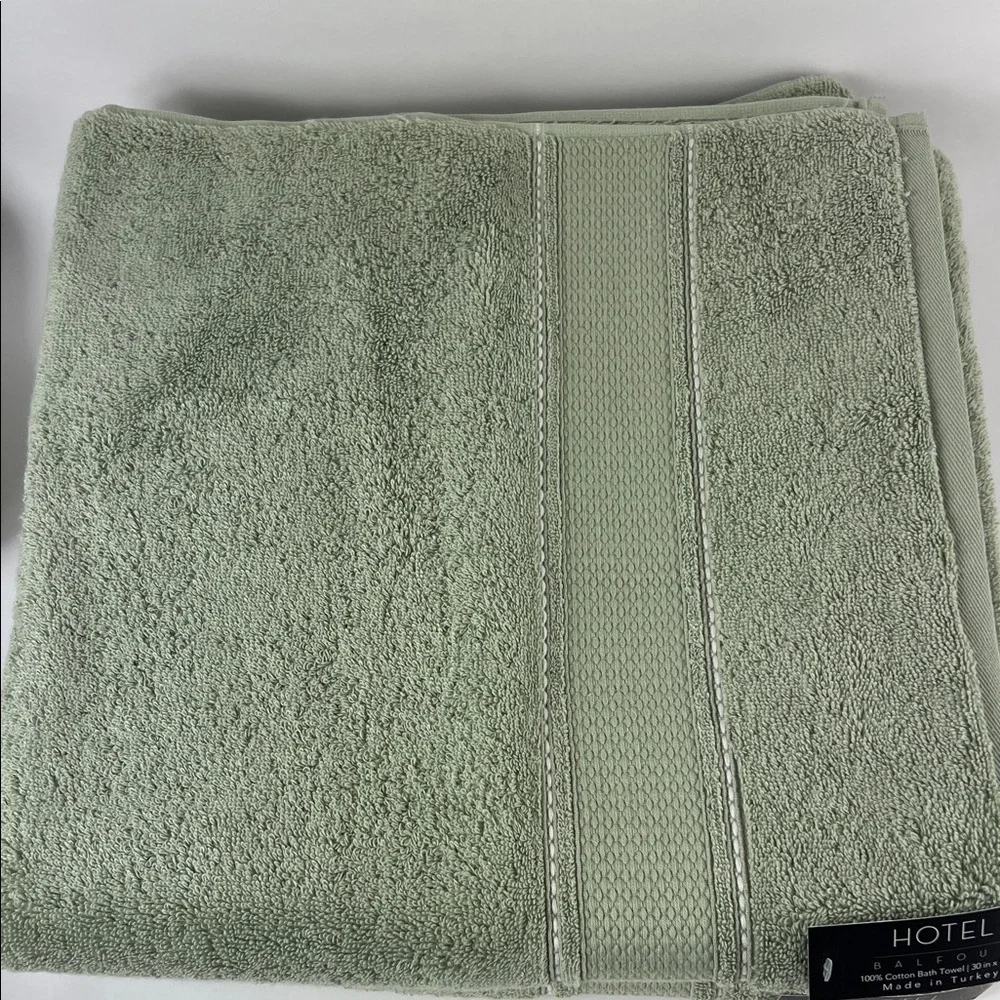 Hotel Balfour Bath Towel Set Sage Green White Stripe Soft Cotton Set of 9 NEW